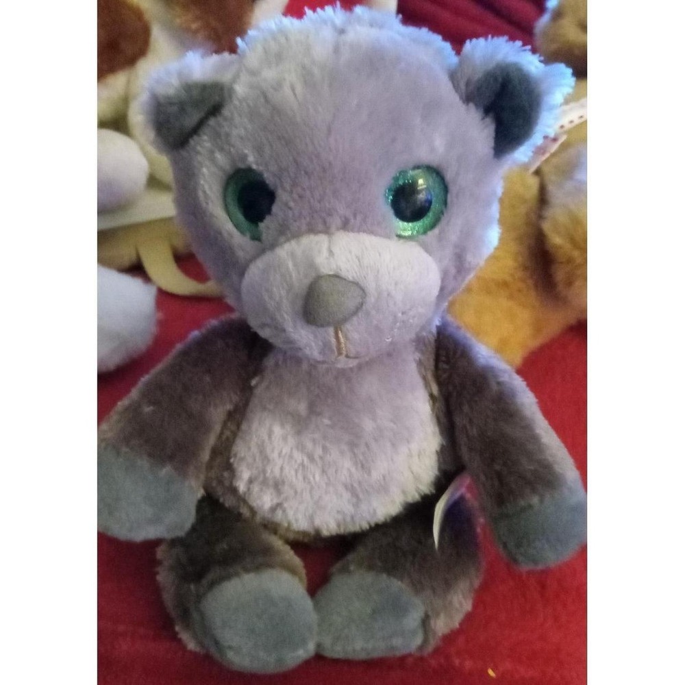 MVP Plush Gray Cat Green Sparkle Eyes Stuffed Animal 2017 10" Soft Toy